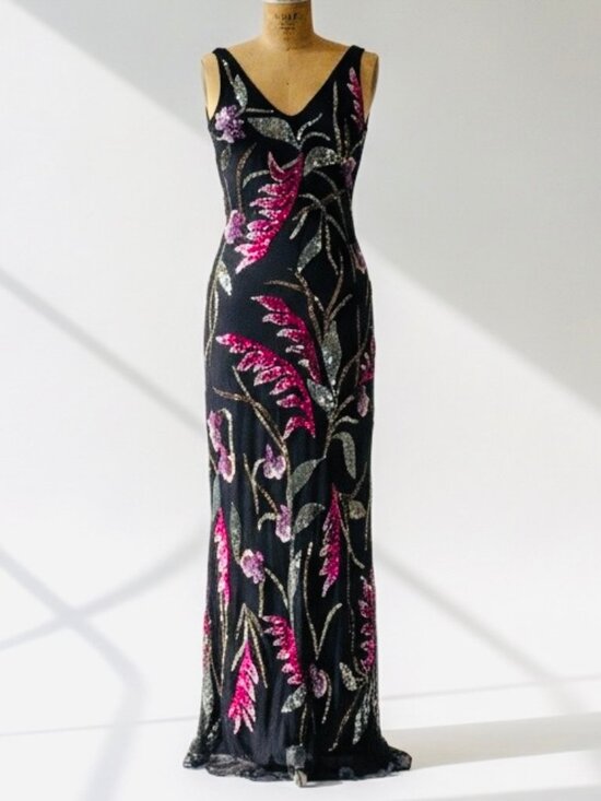 Sue Wong Dresses & Skirts - Sue Wong Nocturne 100% Silk Beaded Sequin Maxi Gown Bergdorf Goodman Size 6